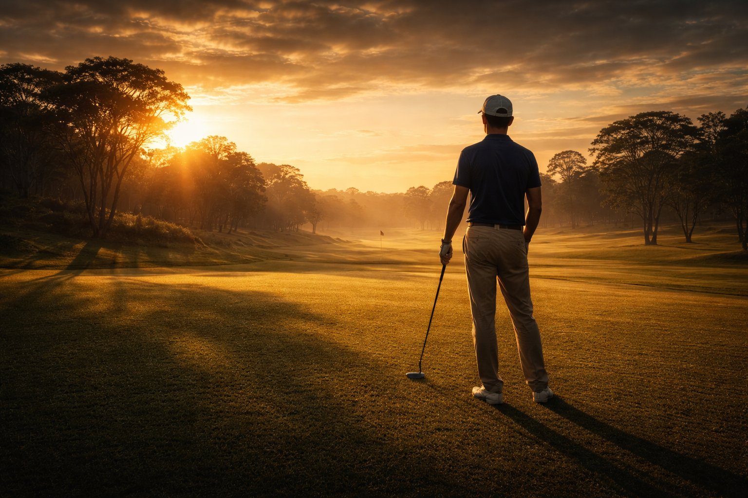 Lapangan golf sebagai metafora kepemimpinan bisnis — sepi, sunyi, dan semua keputusan ada di tangan Anda