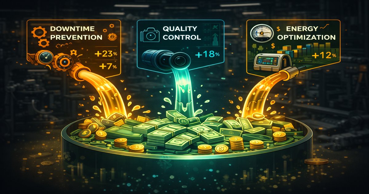 Visualisasi potensi penghematan biaya dari implementasi IoT dan AI di industri manufaktur Indonesia