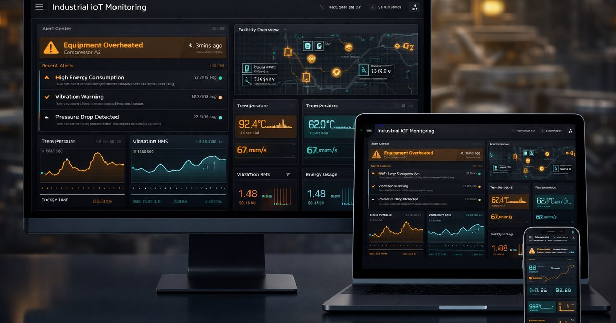 Dashboard platform monitoring IoT industri Indonesia dengan data sensor real-time dari mesin dan peralatan